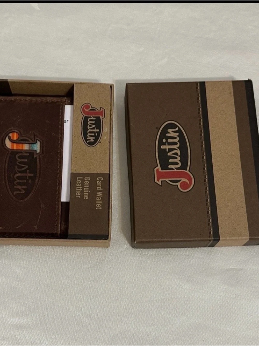 Justin Boots Brown Leather Card Sleeve with Multicolor 'J' Detail